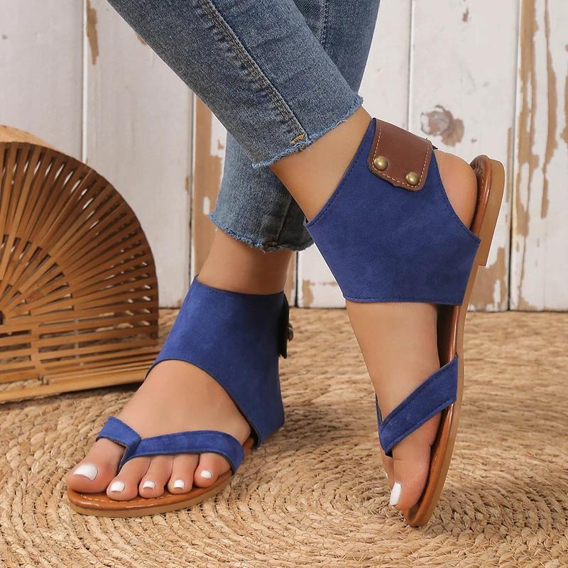 High Quality Women's Shoes Open Toe PU Women's Sandals Summer Leisure Outdoor Sandals Women's Solid Pinch Toe Flat Sandals