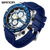 Sanda Men's Quartz Chronograph Fashion Watch with Three-Eye Dial and Calendar