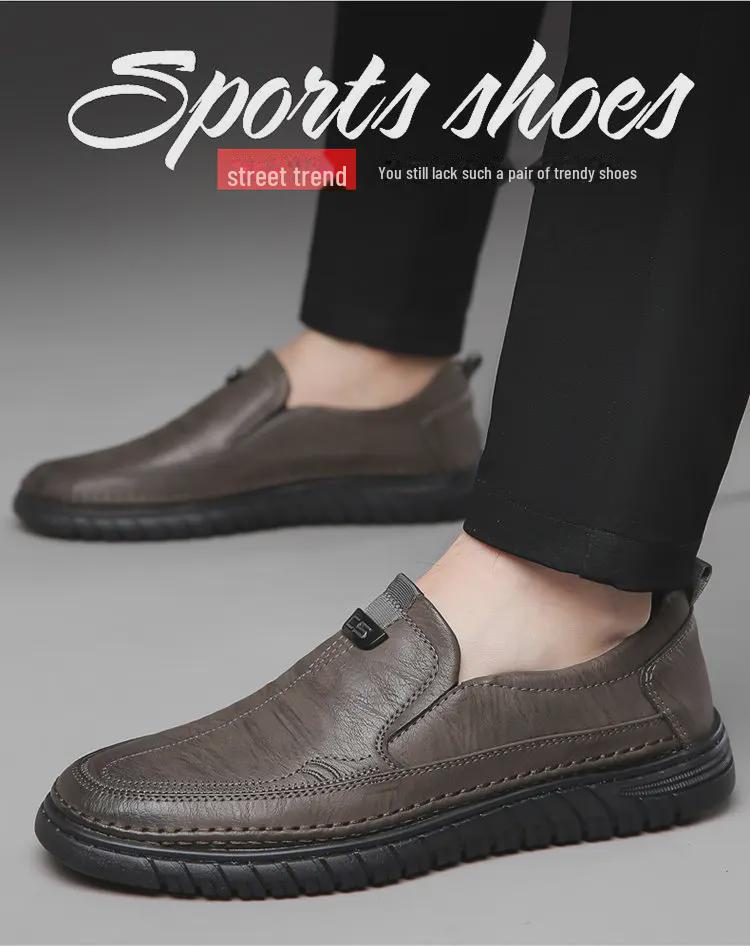 Men's Genuine Leather Casual Business Shoes - Versatile Cowhide with Soft Non-Slip Sole