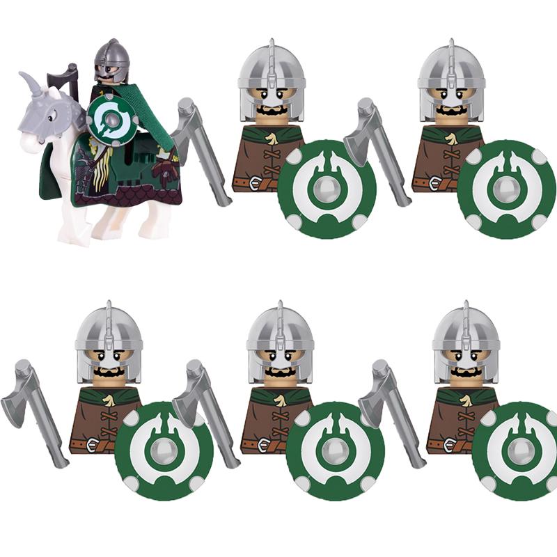 MOC Středověké Vojenské Stavební Kostky Elfský Bojovník Ork Rohan Gondor Rytíř Sada Postav Zvířecí Armáda Zbraň Luk Kuše Hračka