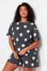 Women's Style Plus Size Lilac Star Printed Knitted Pajama Set
