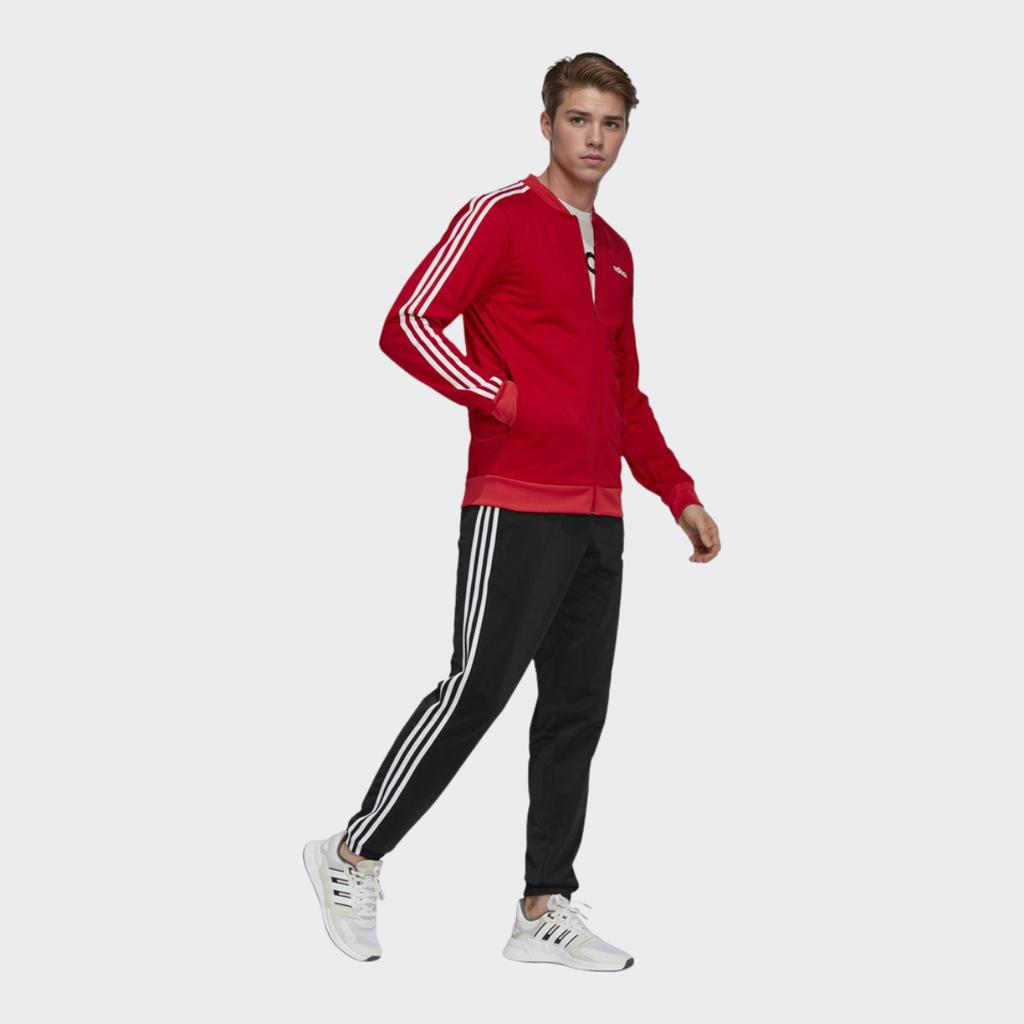 Adidas 3-Stripes Logo Print Zip Jacket And Straight-Leg Pants Track Suit Men Sportswear Red Black FM6308