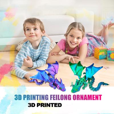 3D-gedruckter geflügelter Drache, beweglicher Drache, Fidget-Spielzeug mit Hörnern, Drachenmodell mit flexiblen Gelenken zur Schreibtischdekoration, Stressabbau