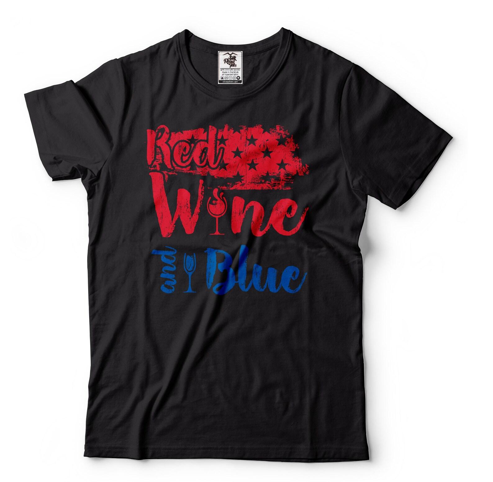 Funny Wine & USA Flag 4th Of July Shirt: Patriotic Drinking Tee XL