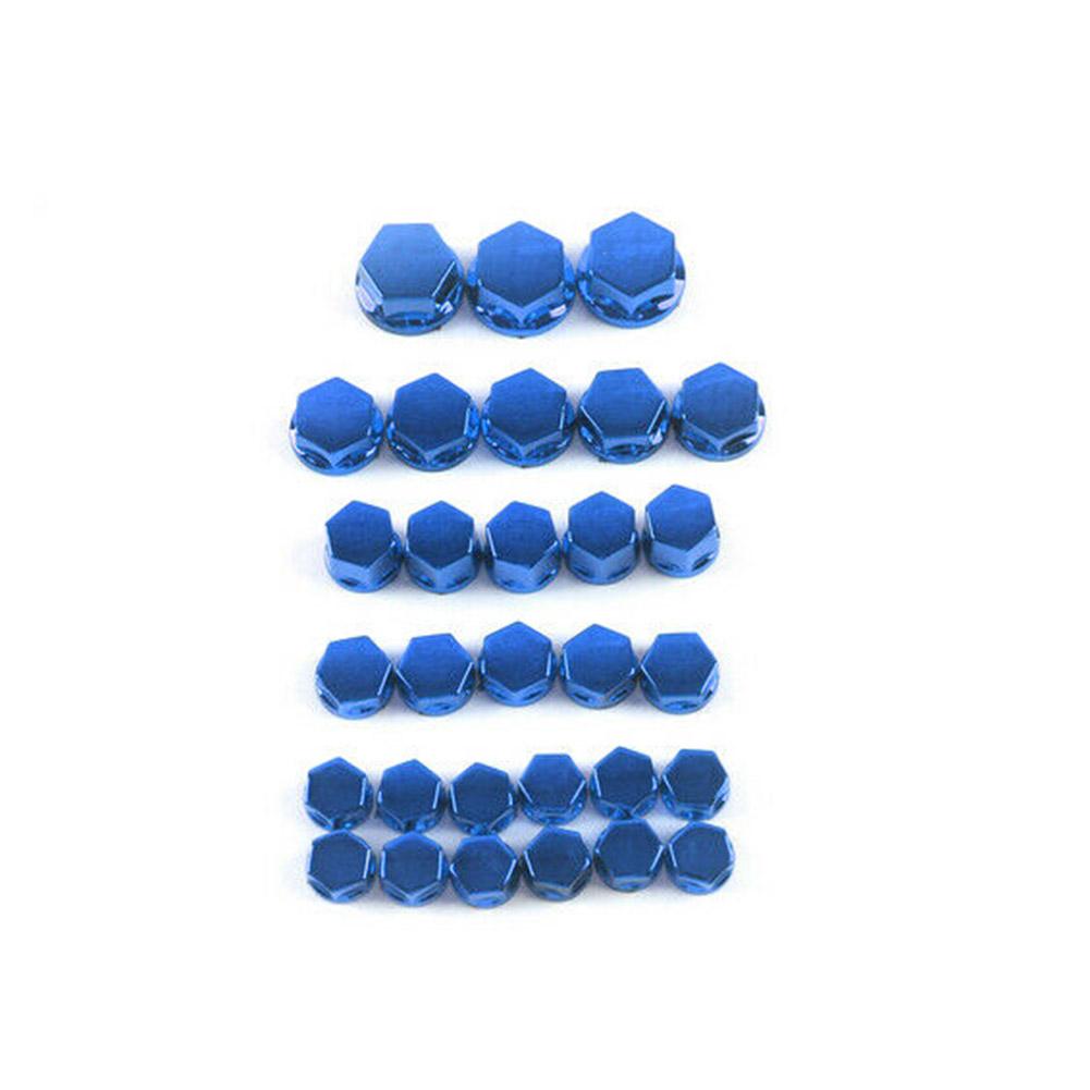 30Pcs Motorcycle Screw Nut Bolt Cap Covers Plastic Plating Accessories Kit in Blue for Bike Protection and Customization