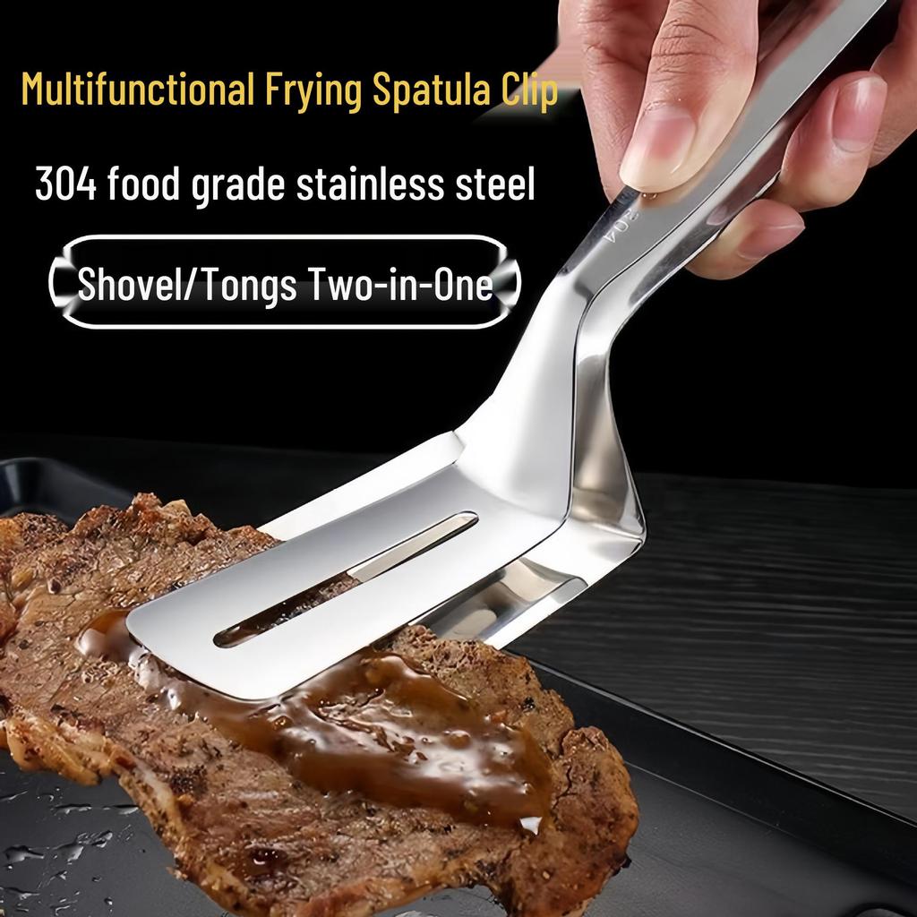 Stainless Steel Multifunctional Steak & Pancake Turner - Anti-Scald, Fish Clip, Kitchen Frying Spatula.