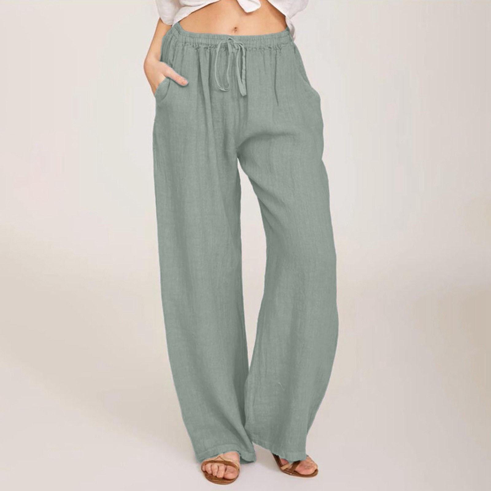 

Женские повседневные прямые брюки, однотонные повседневные длинные брюки с карманами S зелёный