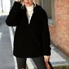 GMXIA Shinier Women's Lapel Pit Zipper Long Sleeve Solid Color Medium Length Double-sided Plush Coat