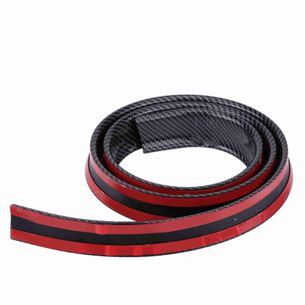 1.5m 4.9ft Carbon Fiber Soft Rubber Car Rear Roof Trunk Spoiler Wing Lip Sticker Black