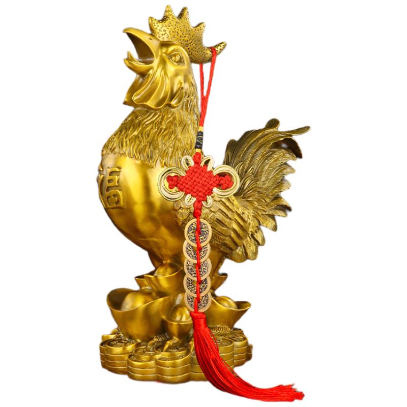 Auspicious Brass Rooster Figurine
