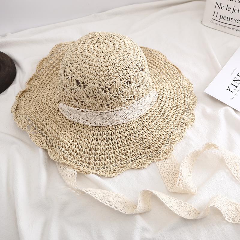 New Hat Women's Summer Beach Sun Hat Straw Versatile Sunscreen Visor Big Edge Folding Straw Hat