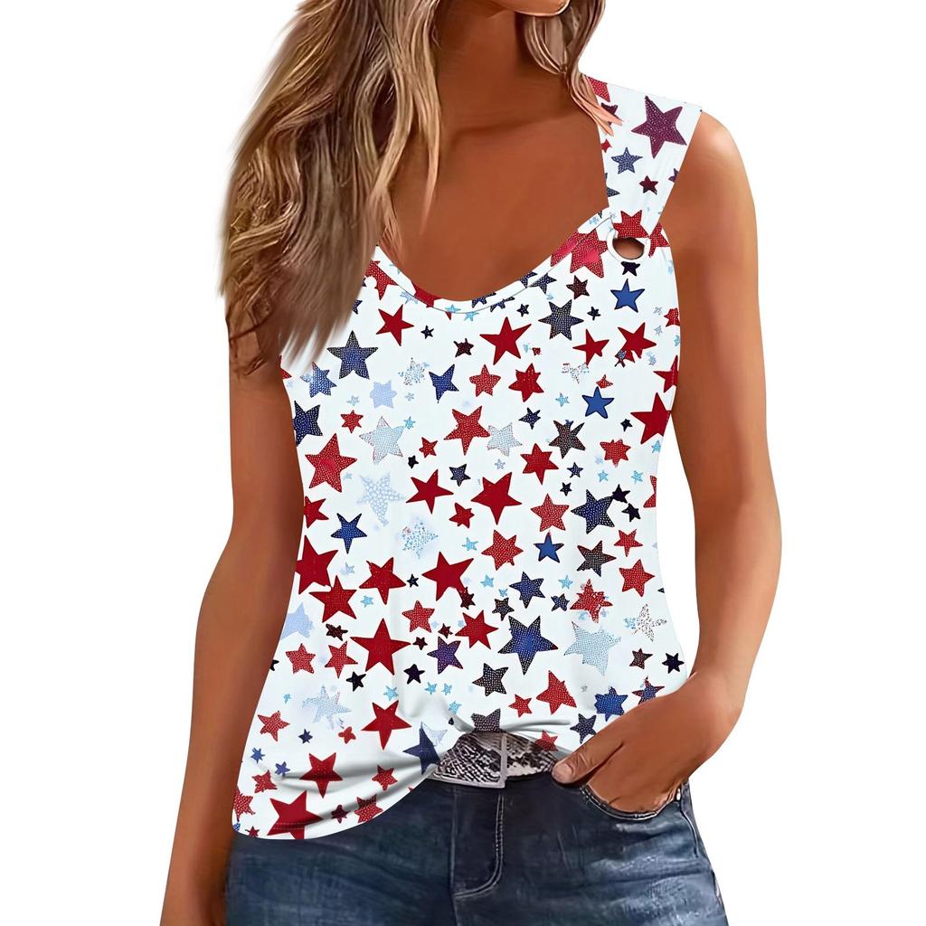 Womens Tank Top V Neck Basic Printed Casual Flowy Sleeveless Deep Side Cut Tops For Women