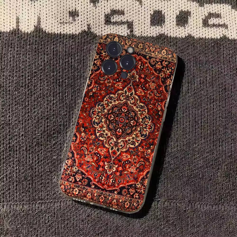 Persian Carpet Floral Pattern Phone Case for iPhone 11Pro 13 12 11 Pro Max 16e 17 Air 16 15 14 Plus 11ProMax