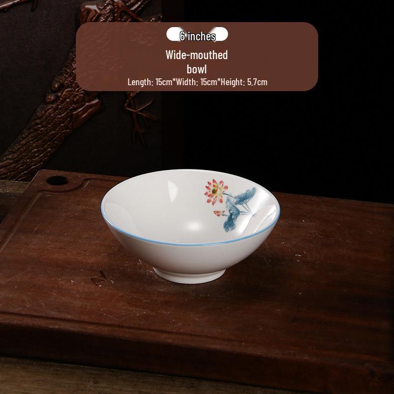 Китайская керамическая миска «Лотос» для супа, лапши, рыбы и теста – Большой многоцелевой таз