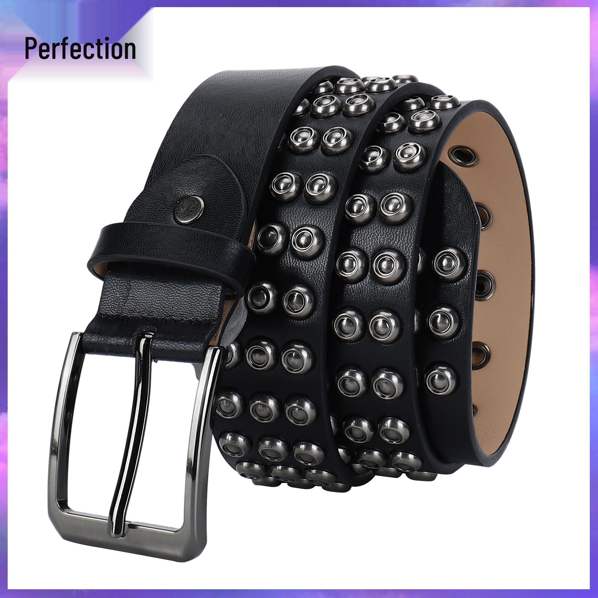 

Genuine Leather Unisex Punk Style Hip Hop Belt 105 cm