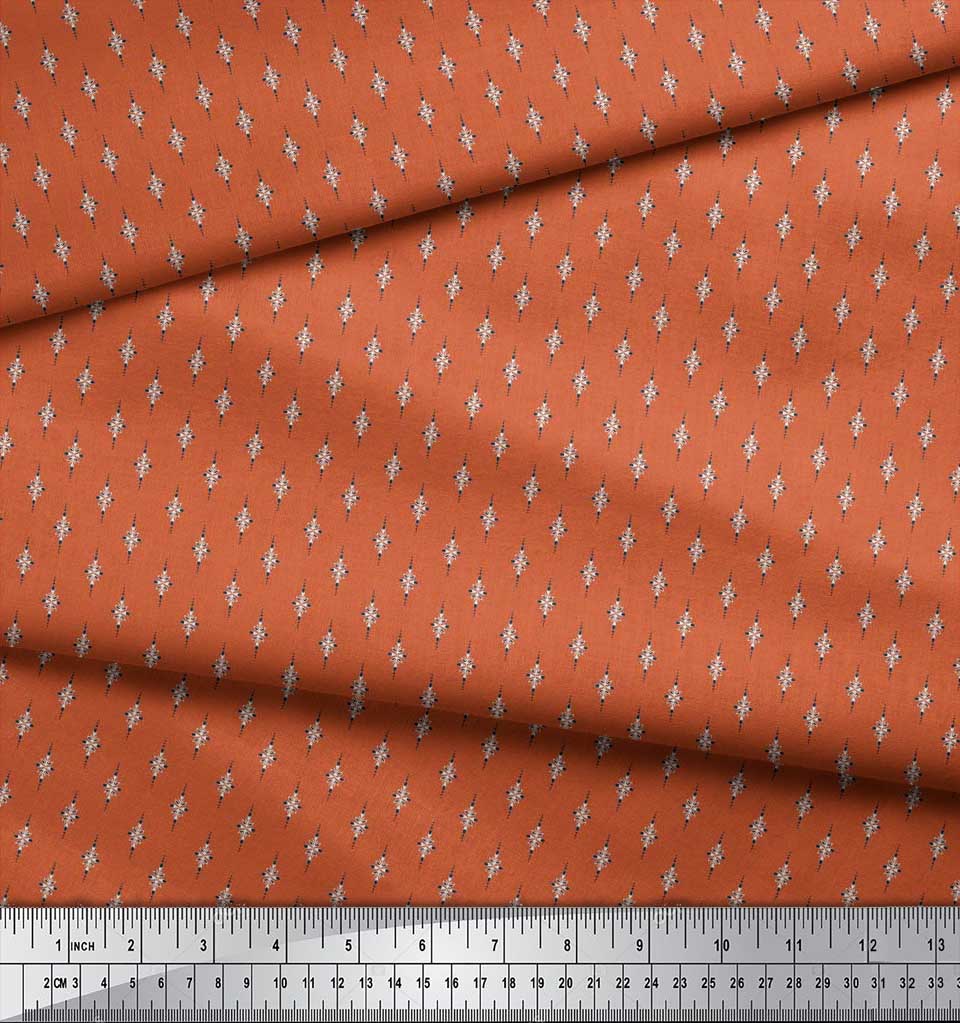 Soimoi Japan Crepe Satin Fabric Dot & Leaves Small Motif Shirting Print Fabric by the Metre 42 Inch