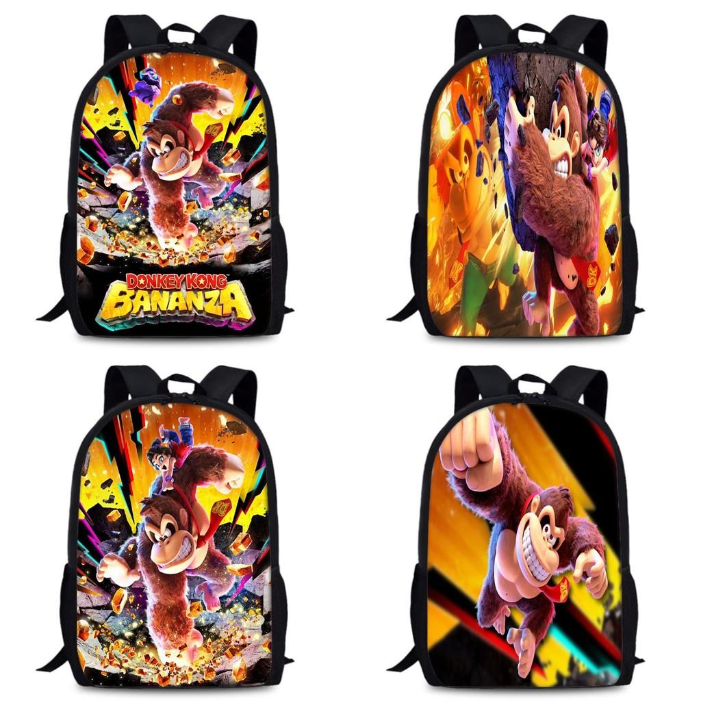 Donkey Kong Bananza Childrens School Backpack With Oxford Fabric For Kids Education