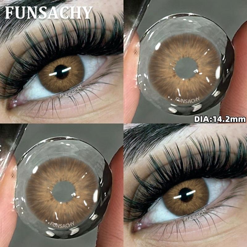 FUNSACHY 1Pair Color Brown Contact Lenses for Eyes Beauty Cosmetic Yearly Contact Lens Gray Blue Natural Lens Women Eyes Makeup 0