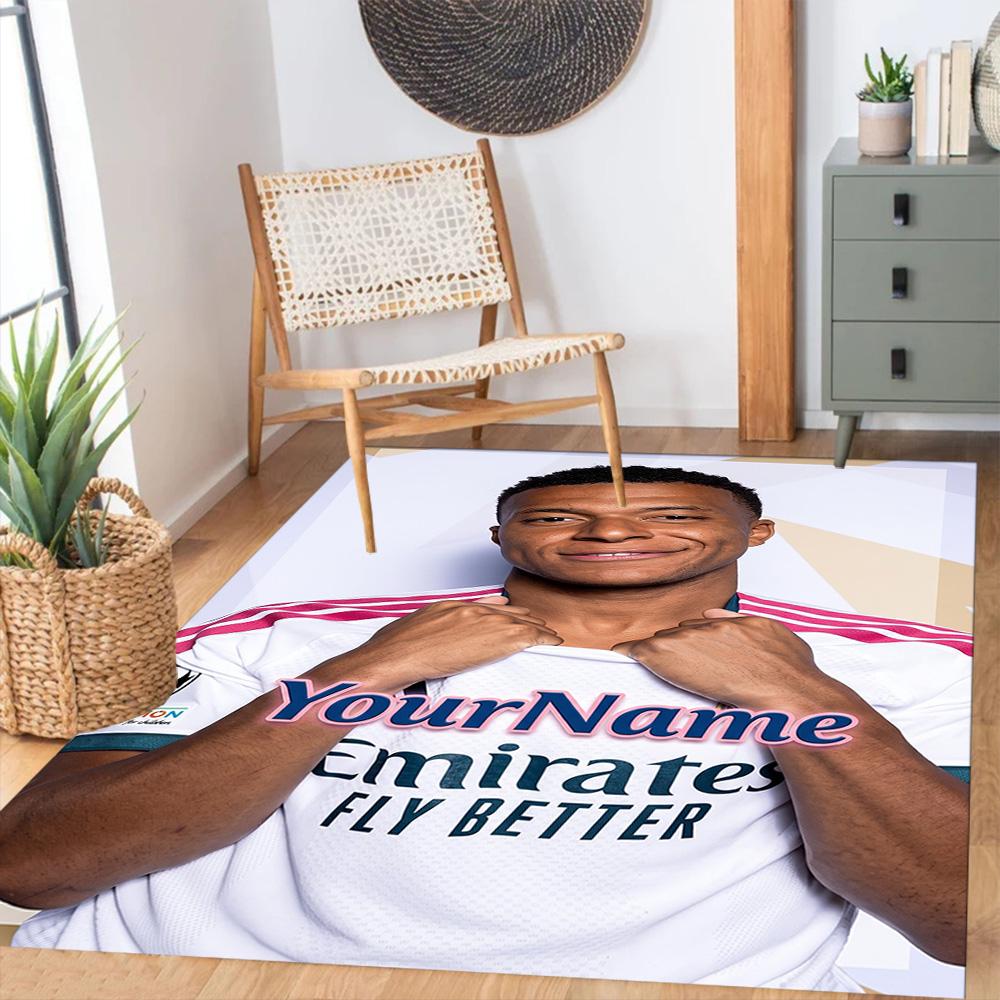 Mbappe 211 Customized Name Floor Mat Perfect for Living Rooms Outdoor Study Room Dormitory Antislip Carpet Decorate Offices Best for Christmas