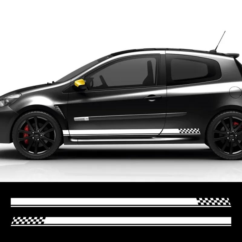 2Pcs Racing Style Car Stickers For Renault Clio RS R.S. MK2 MK3 MK4 Side Door Body Skirt PVC Film Decals Auto Tuning Accessories