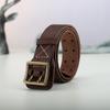 Men'S First Layer Retro Belt Personalized Belt Double Needle Anti-Allergic Copper Buckle Free Punching Outdoor Tactical Belt