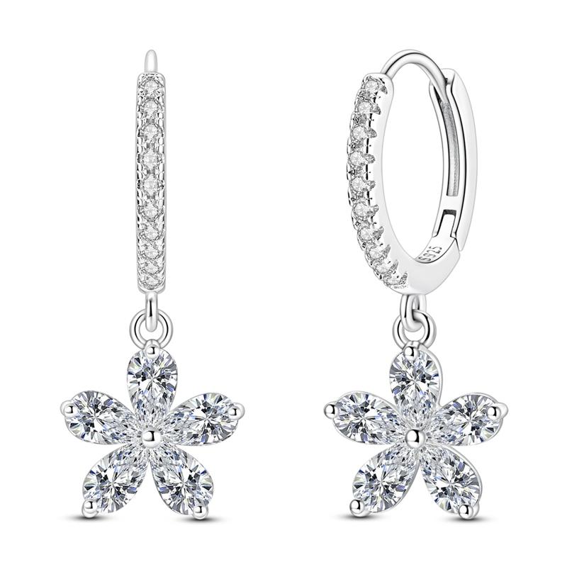 Earrings Sales 925 Silver Shining Zircon Earring for Women Man Simple Round Circle Hoop Earrings Party Jewelry Gift