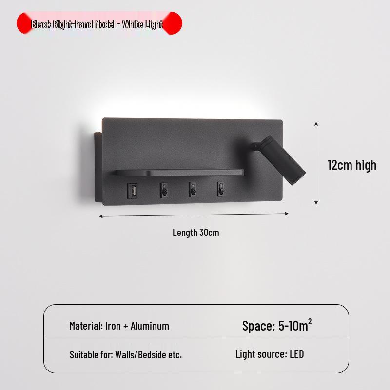 USB Wall Lamp: Modern LED Bedside Reading Light for Living Room, Guest Room, or Hotel