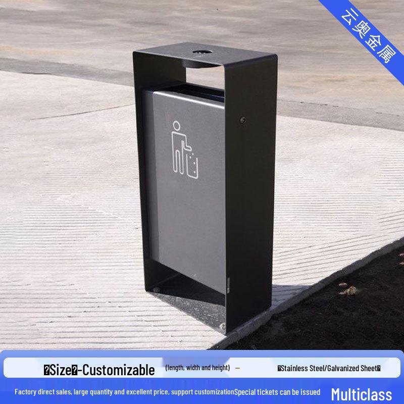 Large Stainless Steel Outdoor Trash Can for Parks and Municipal Areas