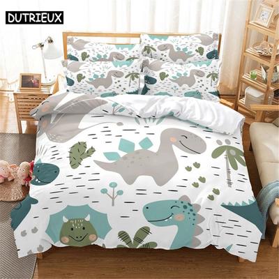 3D Dinosaurier Bettwäscheset Queen Bettwäsche Bettbezugset Bettwäscheset Bettdecke Baumwolle Queen Schlafzimmer Bettbezugset Bettset Bettwäsche