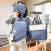 Set da 4 pezzi Zaini in tela Zaini per ragazze e donne Zaino per laptop da donna in colore a contrasto Zaino per bambini per studenti