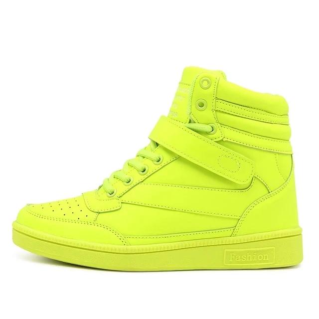 Fashion Brand Womens Breathable High Top Skateboard Shoes Casual Non-slip Sport Shoes Ladies Platform Hidden Increasing Leather Sneakers