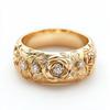 Trendy Inlaid White CZ Flower Women's Ring Exquisite Gold Color Hand Carving Daily Wear Party Jewelry Anniversary Gift