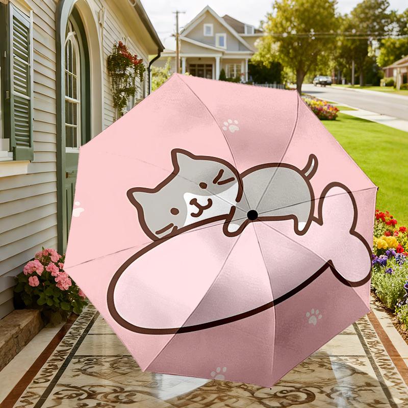 Adorable Cat on Cloud Umbrella: Automatic Opening & Closing, Outdoor Travel Accessory, Lightweight and Durable, Perfect Gift 059