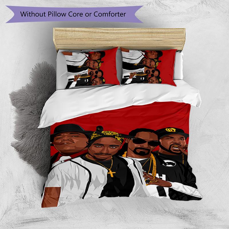 2pac Rapper Printed 3PCS Bedding Set Soft Breathable Duvet Cover Pillowcases Set Washable Bedroom Decor Home Gift