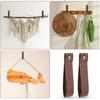 2 Pcs PU Leather Wall Hooks, 1 x 4.7 Inches Leather Wall Hanging Strap Leather Hook Lanyard Wall Mounted Loop for Hanging Curtain Rod Holders Towel