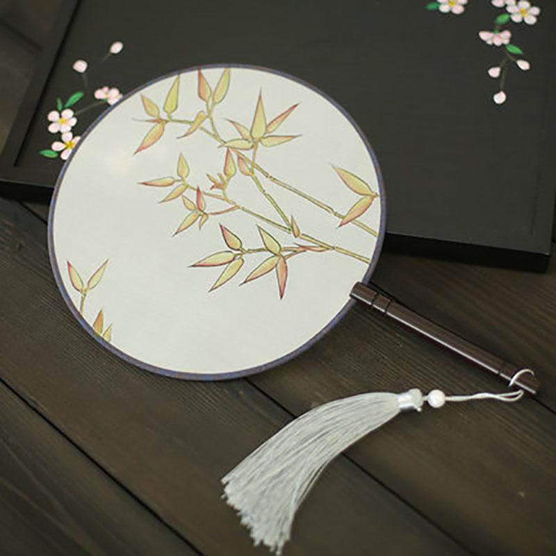 Suzhou-Double-sided Embroidery Hand Held Fan, Round Circular, Hand-embroidered Dance Silk Fan, Chinese Style Gifts, Hanfu Home