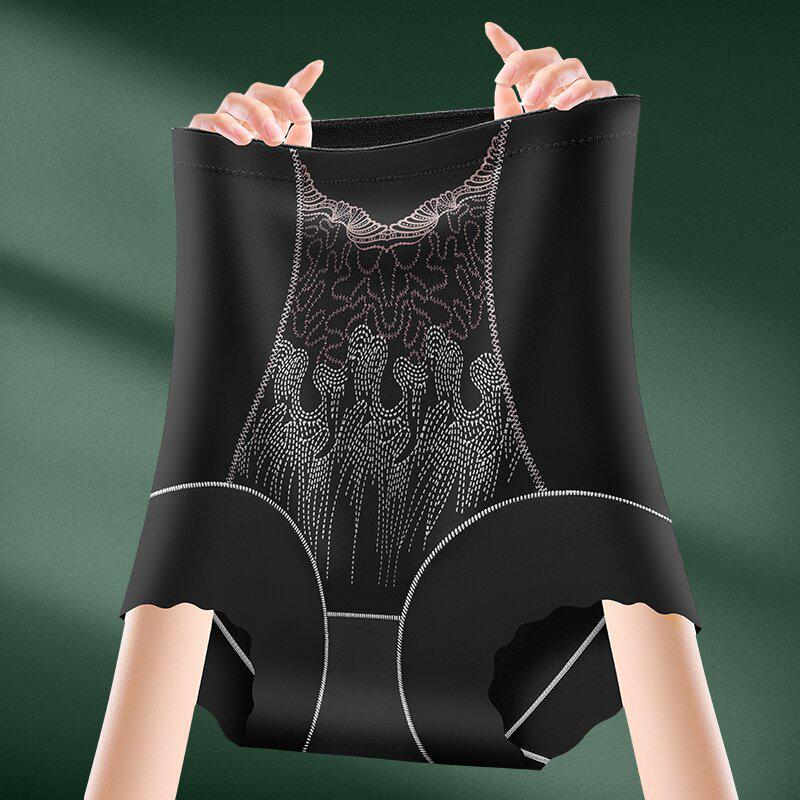 High Waist Embroidery Seamless Shaping Pants for Women - Breathable Abdomen Control Underwear