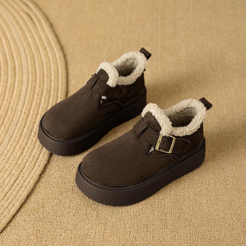 Platform-soled Boken shoes women's winter new lazy shoes velvet warm snow cotton shoes women's fashion