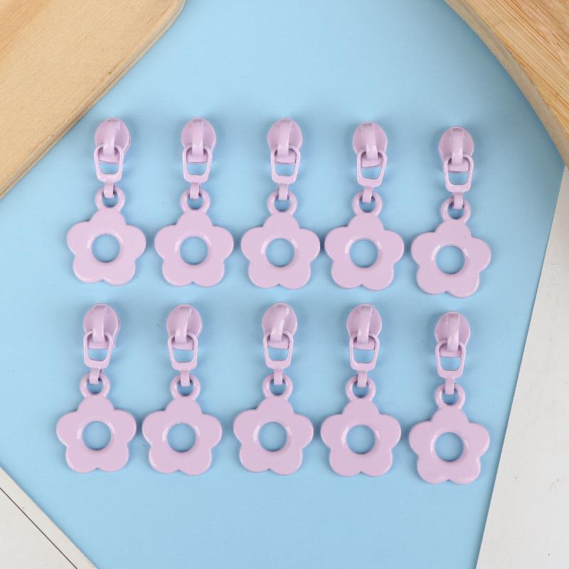 10Pcs Cute Little Flower Zipper Head For #3 Nylon Zippers Suitable For Home Sewing Diy Handmade Zipper Replacement