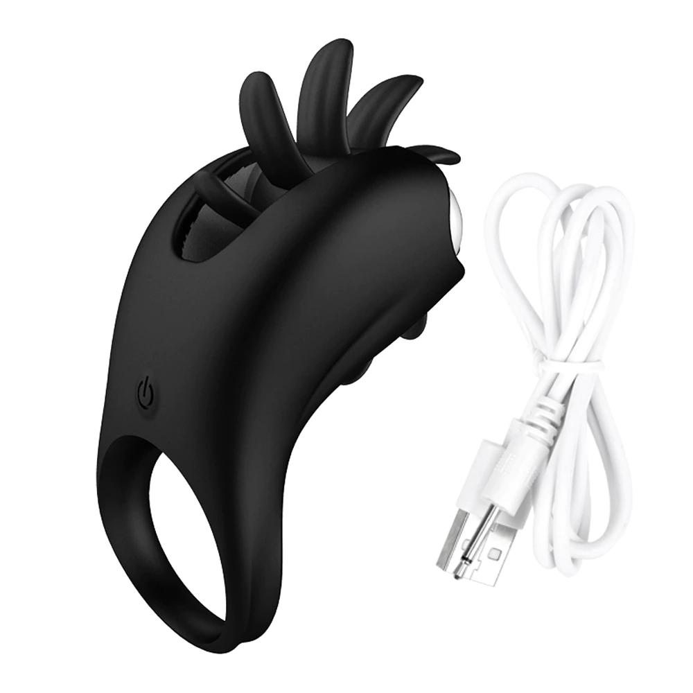 Clitoral Vibrators Tongue Licking Vibrator Cock Ring Double Stimulation Couples