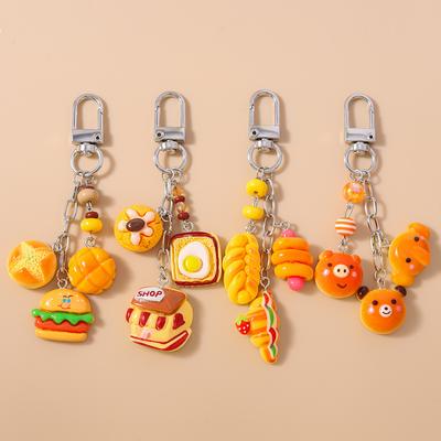 Fashion Sandwich Bread Keychain Women Girls Simulation Food Key Ring Pendant for Handbag Decor DIY Key Chain Jewelry Gift