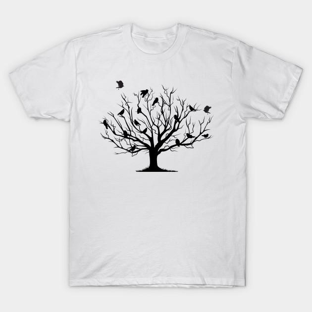 

Men Black Print T-shirt Crow Tree No-Cut Transfer Paper Print Cotton Tshirt 2XL білий