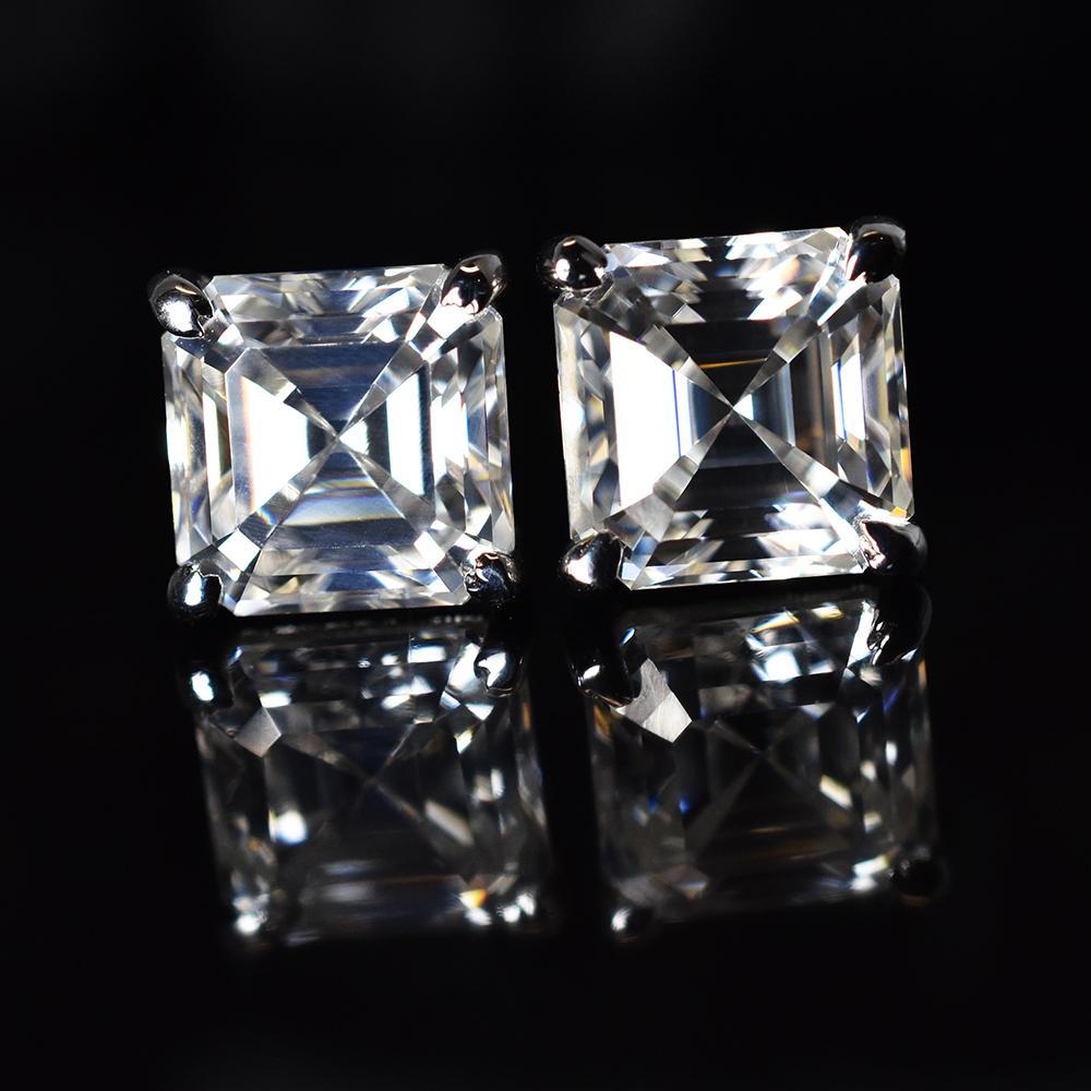 Beautiful Square Synthetic Moissanite 15Ct White Gems Earring Pair Best For Gift MY.ER-15-NS