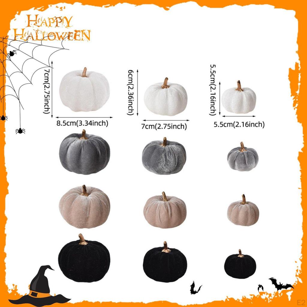 12Pcs Artificial Velvet Pumpkin Autumn Decor Versatile Soft Fall for Window Sill