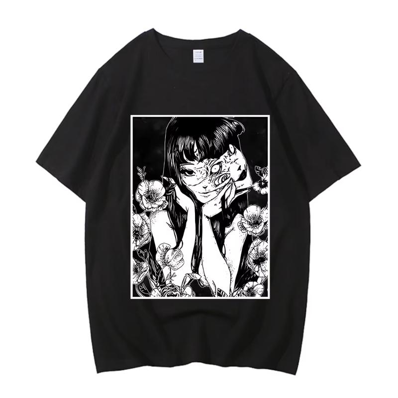 Sommer Heißer Verkauf Cartoon Ito Runji Uzumaki T-Shirt Horror Japan Guro Lustiges Mädchen Anime Hochwertiges Baumwoll-T-Shirt Geschenkshirt