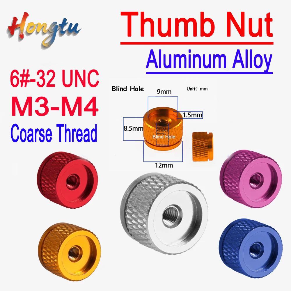 6#-32UNC M3 M3.5 M4 Colorful Knurled Aluminum Thumb Nuts Blind Hole Hand Tighten For PC Computer Case