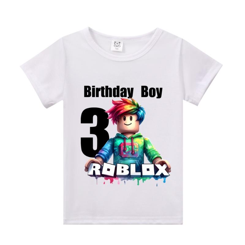 Neue Roblox Kinder T-Shirts Cartoon Geburtstag Zahl Grafik T-Shirts Jungen Mädchen Freizeit Kurzarm Oberteile Sommer Kinderkleidung