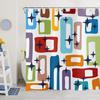 Colored Geometric Ombre Shower Curtains For Bathroom, Gradient Color Design Art Waterproof Fabric Bath Curtains,Teal/Blue/Orange
