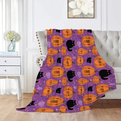 Halloween Sofa Blanket Fall Thanksgiving Gift Blanket Pumpkin Print Flannel Blanket