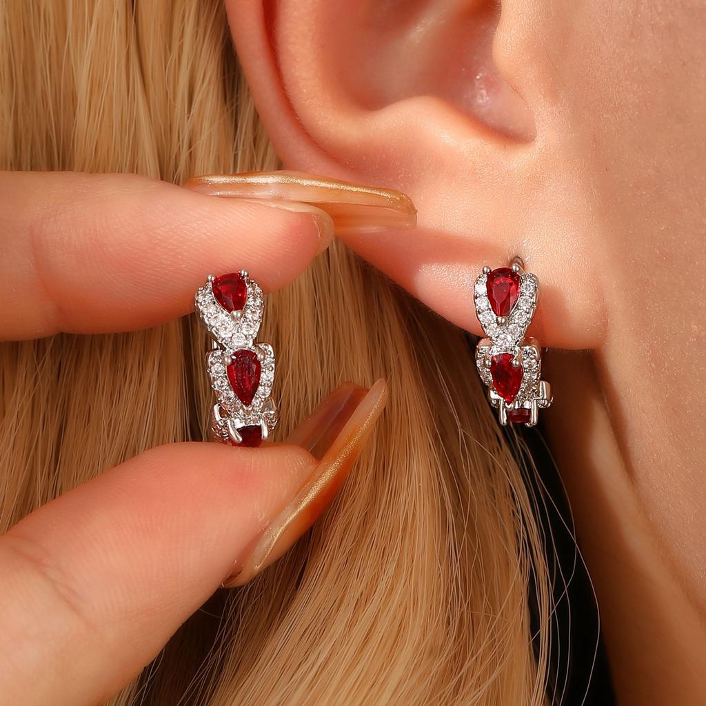 2PC Women's Minimally Designed Earrings Zircon Accessories Suitable for Date, Party, Festival Gifts